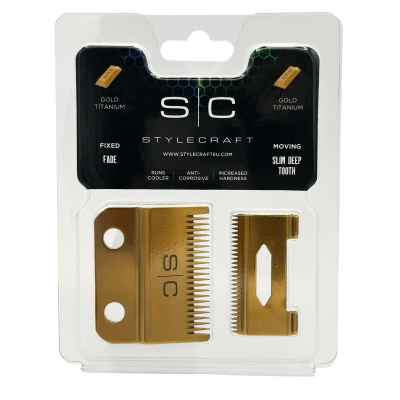 SET LAME SC CLIPPER FISSA FADE GOLD+MOBILE SLIM DEEP GOLD