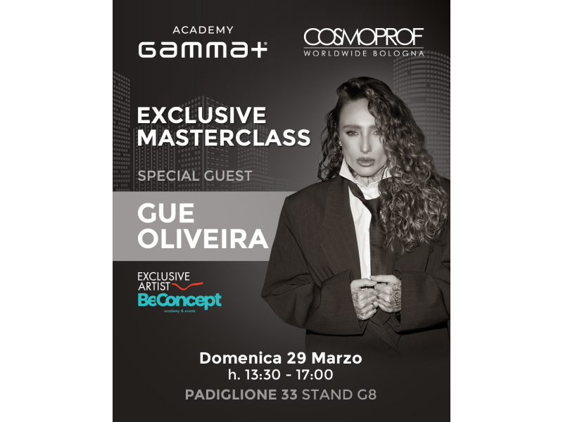 Bilhete da Masterclass Exclusiva com Gue Oliveira + Entrada gratuita na Cosmoprof Bolonha 2026